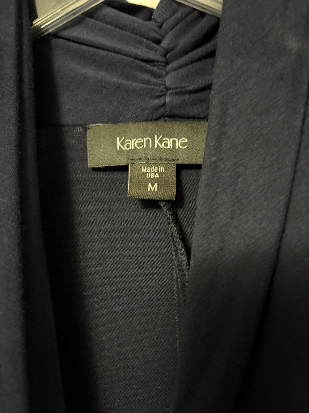 Karen Kane Navy Cascade Wrap Dress. Gently worn. Size M - Picture 2 of 5